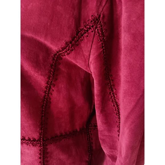 Rare Find: Genuine Red Wine/Purple Suede Jacket by BETH TERRELL, Size M - Picture 6 of 16